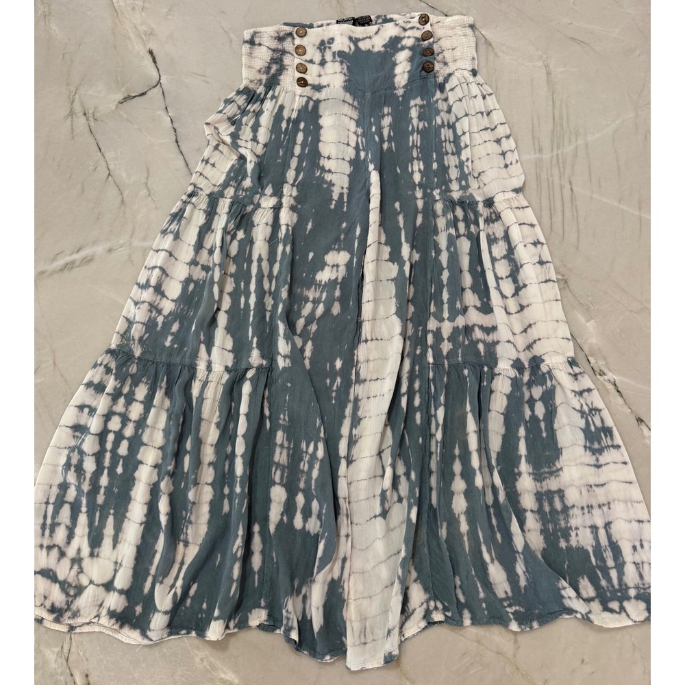Anandas Collection Tie Dye Wide Leg Palazzo Pants Smocked Waist Boho Size XL